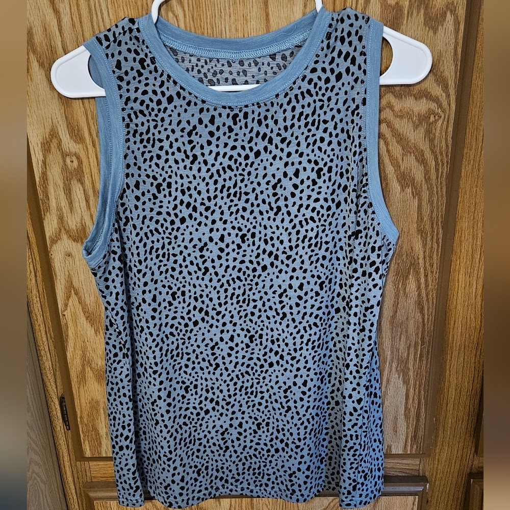 SHEIN Blue and Black Spotted Tank Top